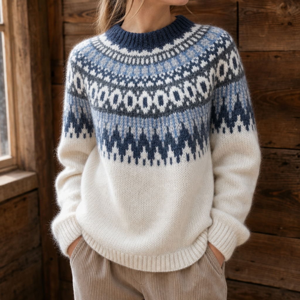 Tirzah Colorblock Yoke Sweater - White