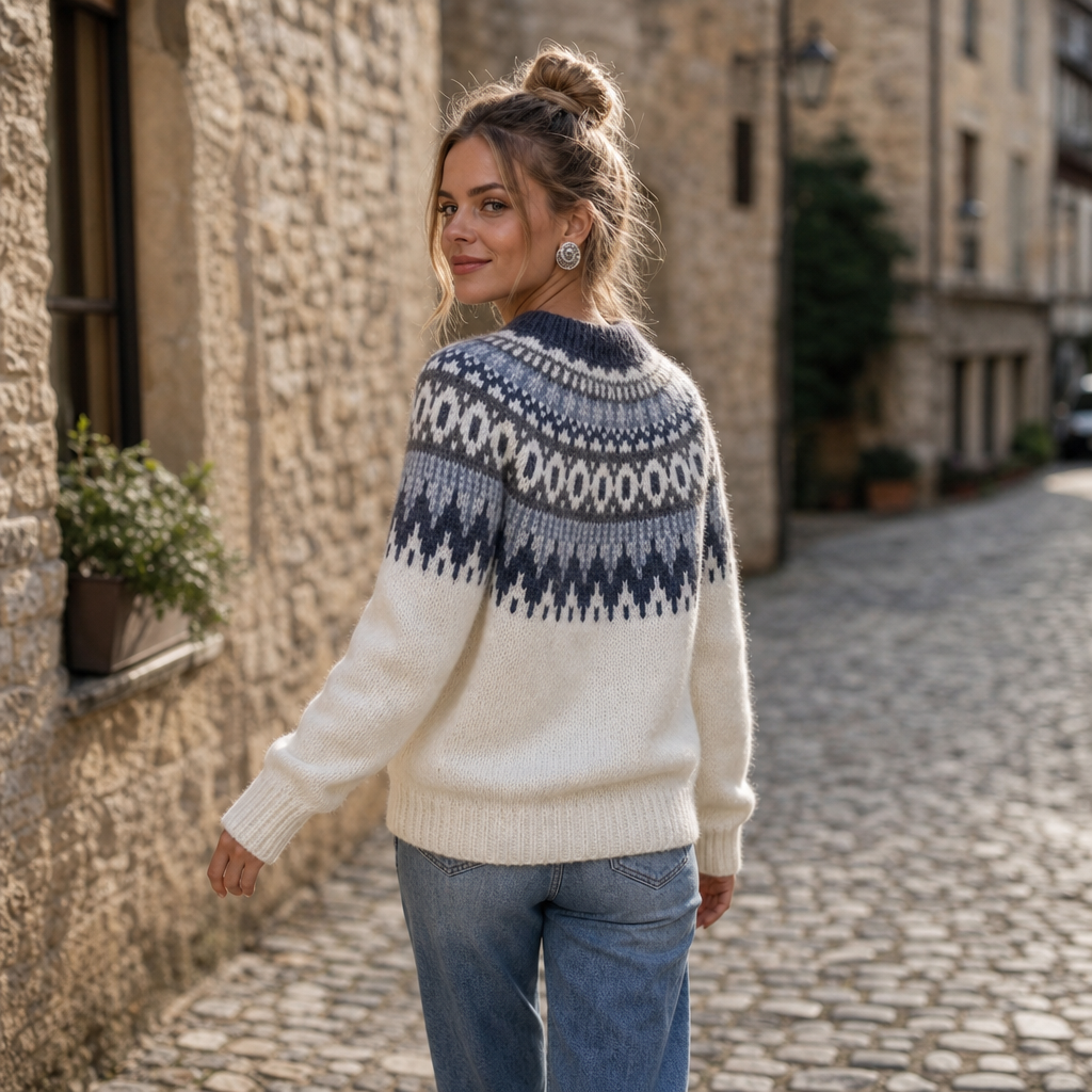 Tirzah Colorblock Yoke Sweater - White