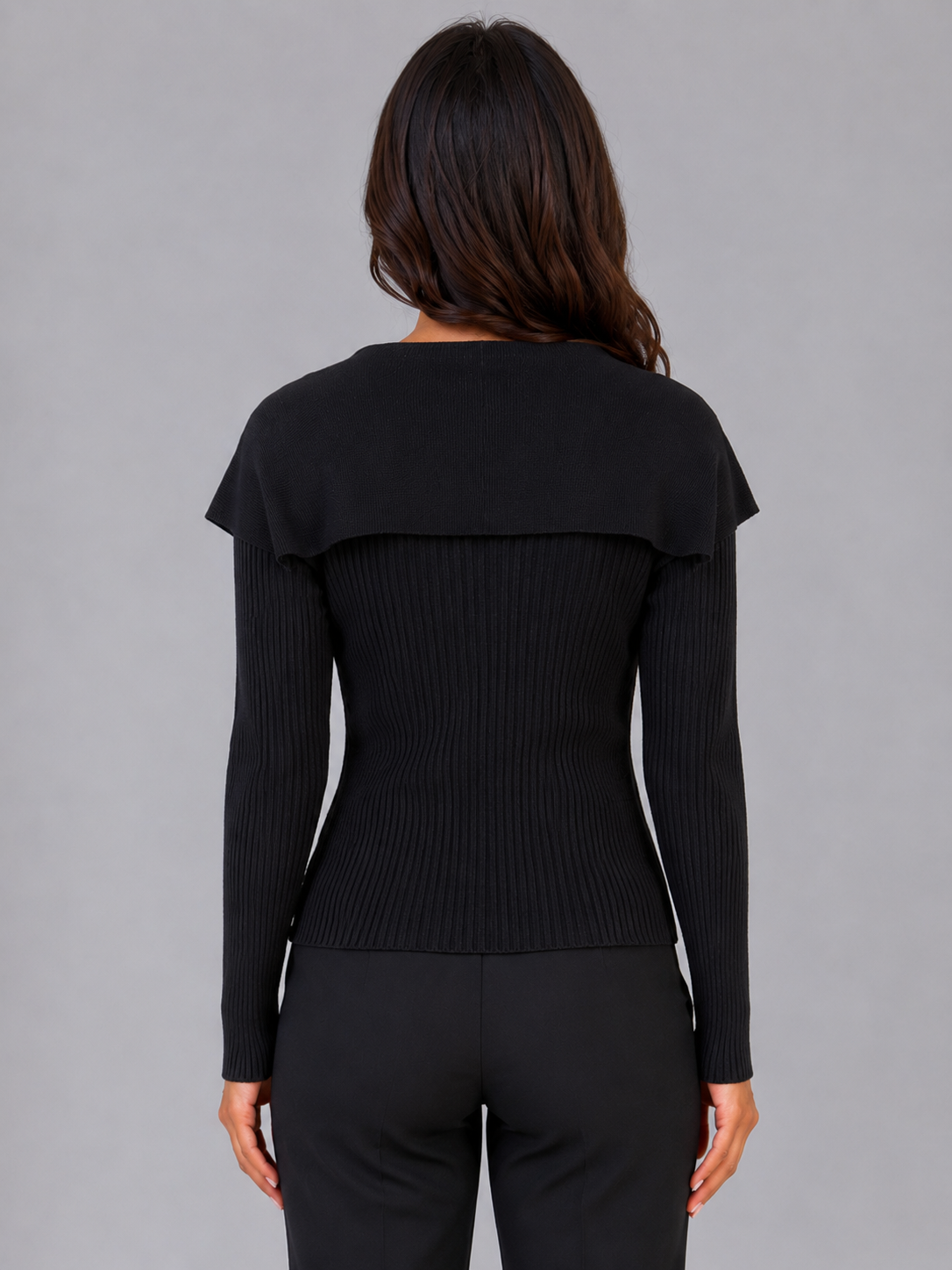 Ulani Gold Button Cape Collar Cardigan - Black
