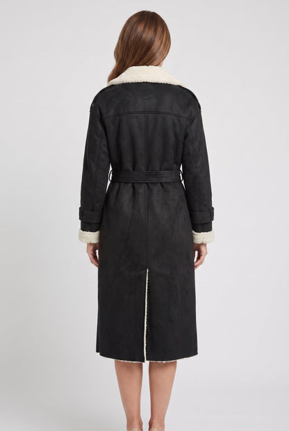 Ulrika Belted Aviator Coat - Black