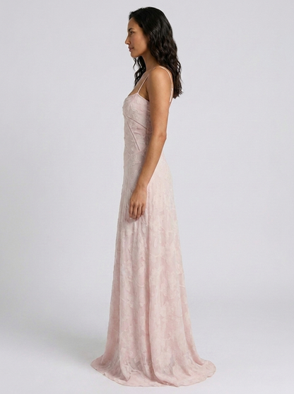 Ulyana Lace Cami Lace-Up Back Maxi Dress - Blush Pink