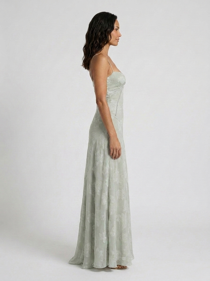 Ulyana Lace Cami Lace-Up Back Maxi Dress - Sage