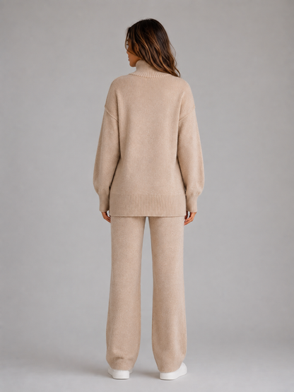 Unity Oversized Roll Neck Lounge Set - Beige