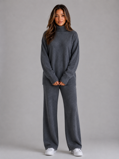 Unity Oversized Roll Neck Lounge Set - Dark Gray