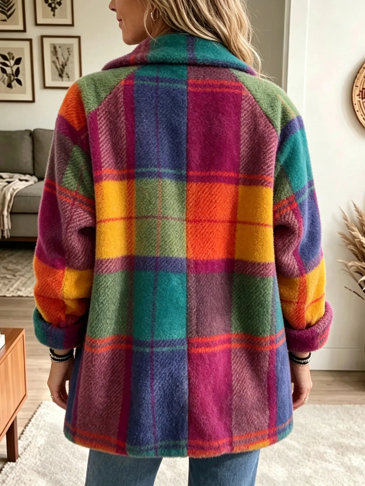 Urielle Rainbow Plaid Jacket - Rainbow Plaid