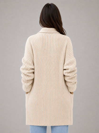 Usha Open Front Longline Cardigan - Beige
