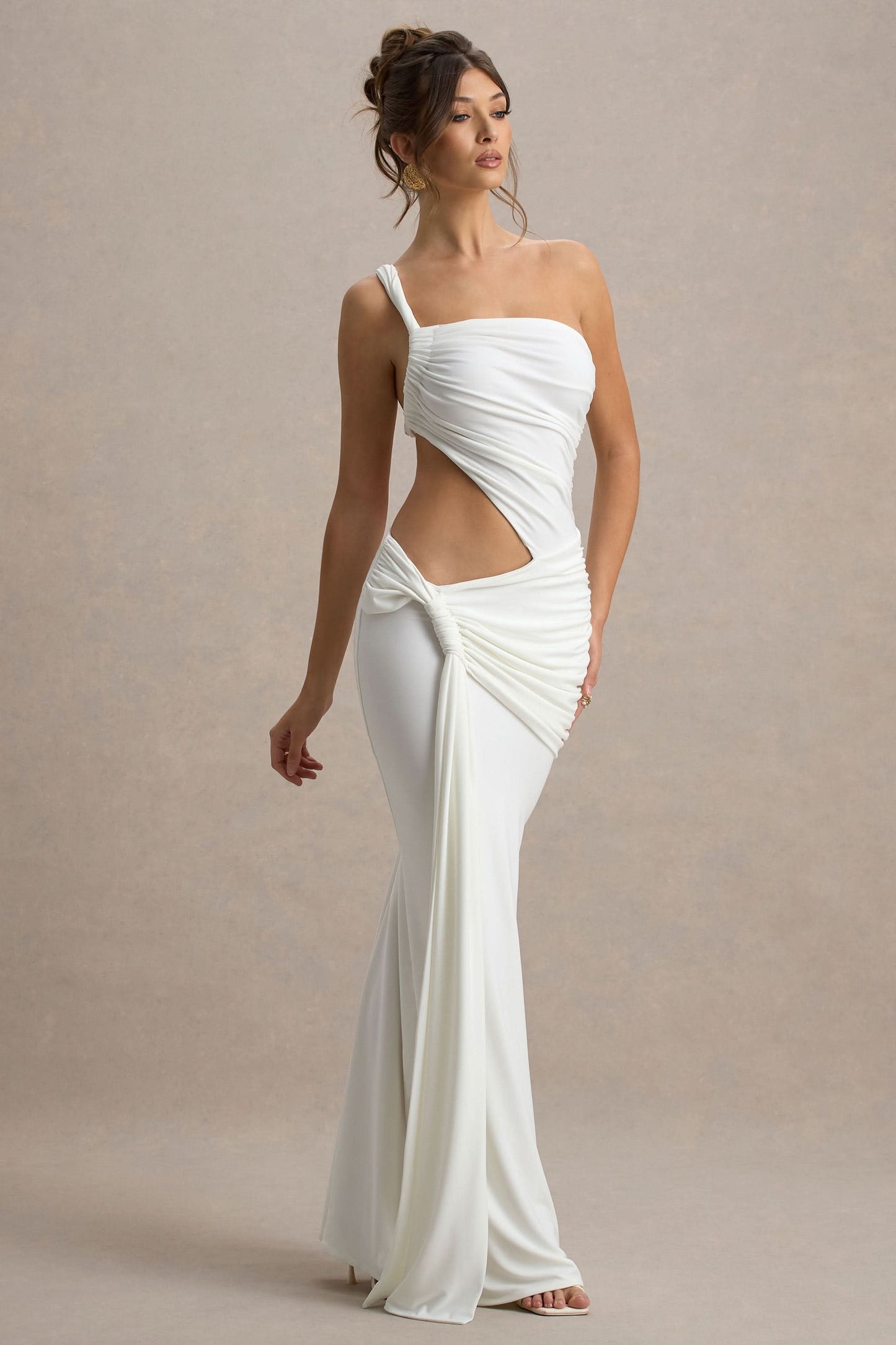 Neon yellow cutout maxi dress back view showing open back design