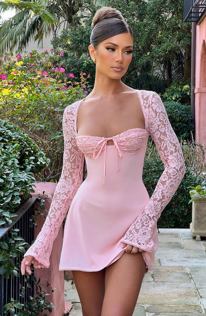 Valentina Flared Mini Dress - Blush