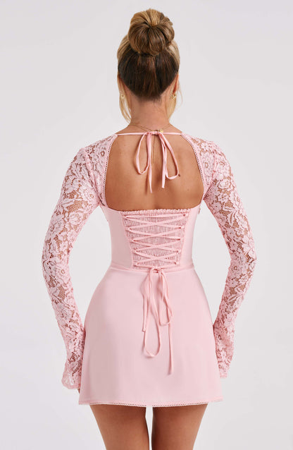 Valentina Flared Mini Dress - Blush