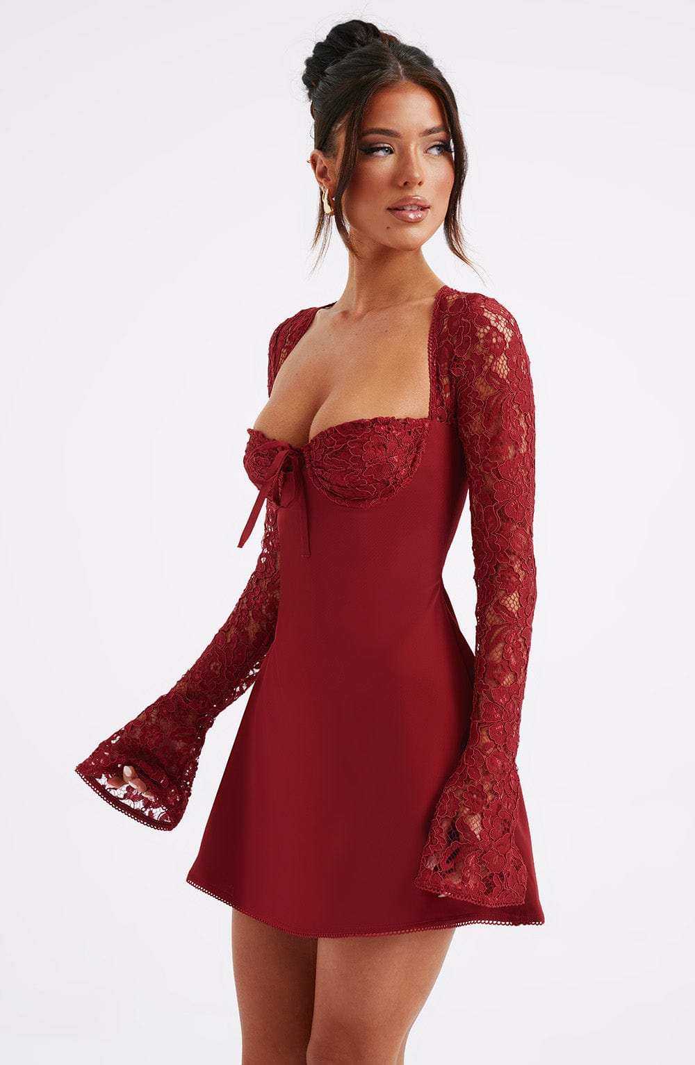 Valentina Flared Mini Dress - Red