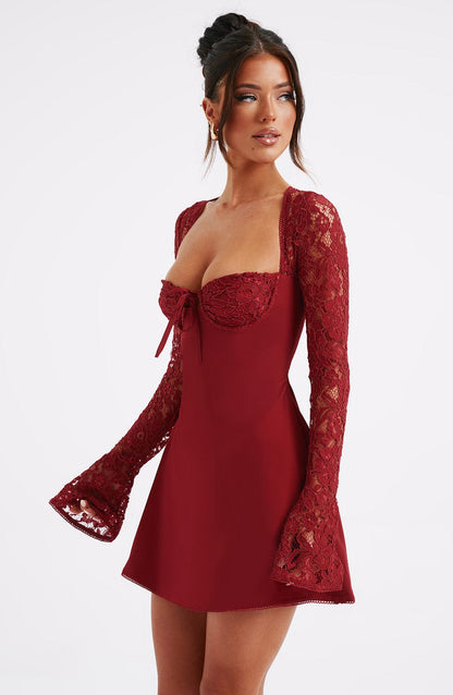Valentina Flared Mini Dress - Red