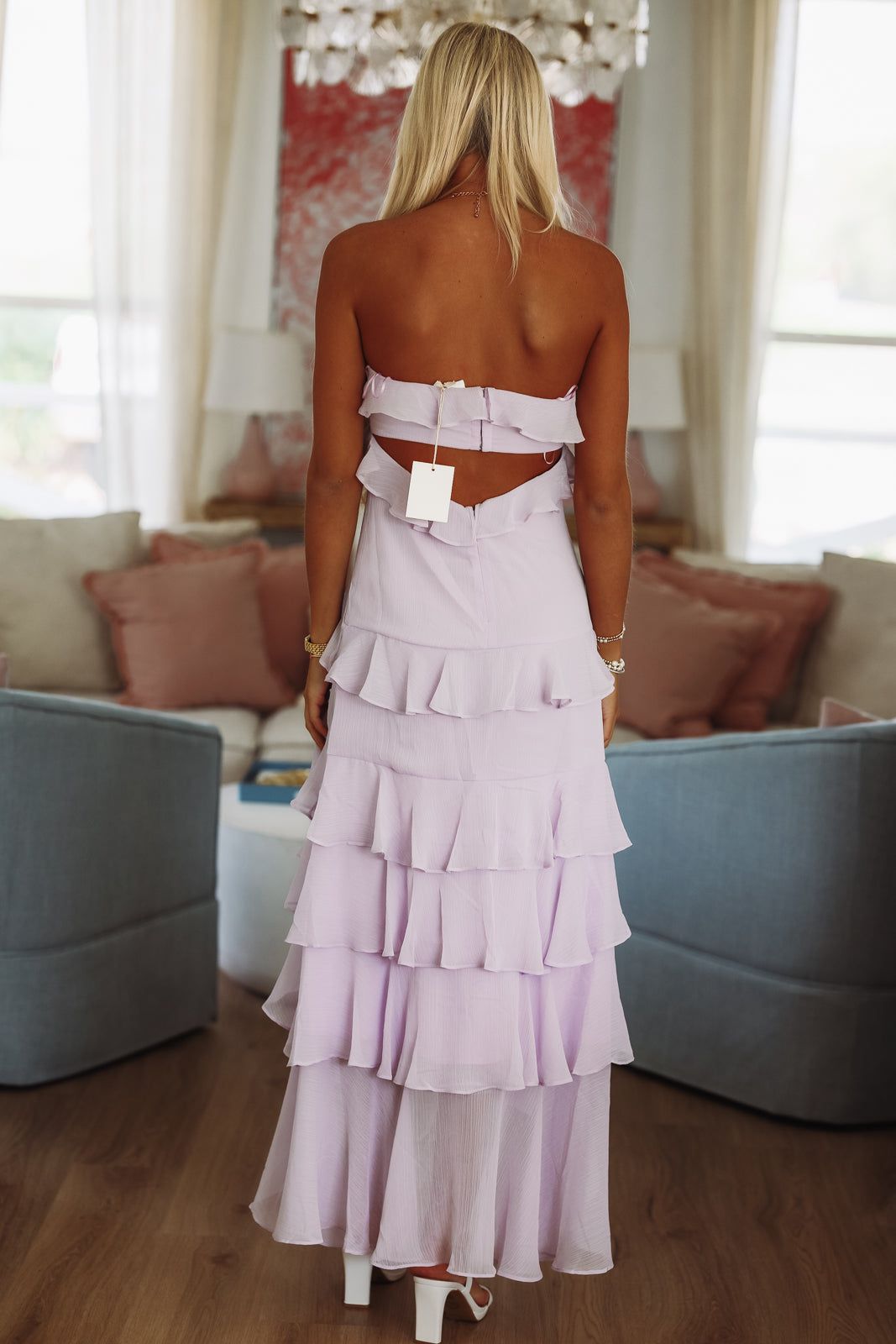 Valera Strapless Ruffle Maxi Dress - Lilac