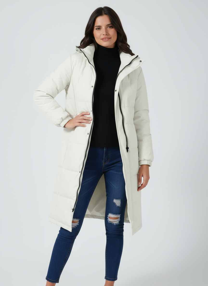 Valka Hooded Quilted Puffer Coat - White