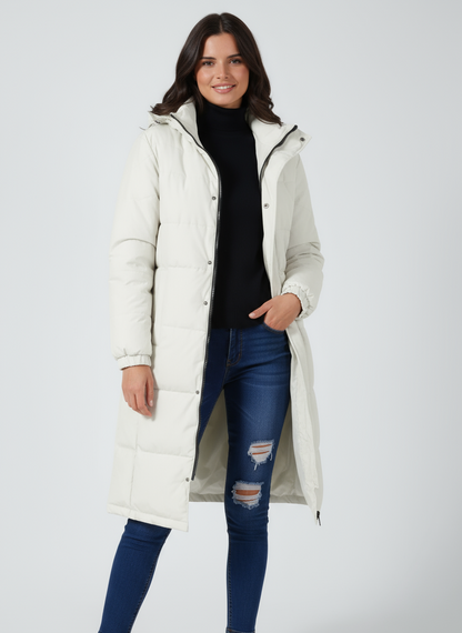 Valka Hooded Quilted Puffer Coat - White