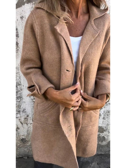Vanora Notch Lapel Longline Coat - Camel