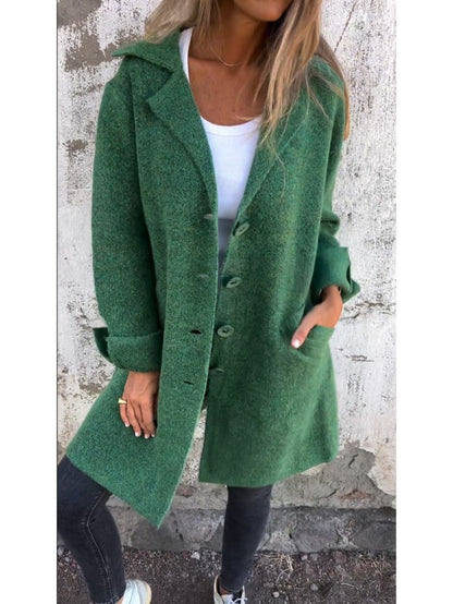 Vanora Notch Lapel Longline Coat - Forest Green