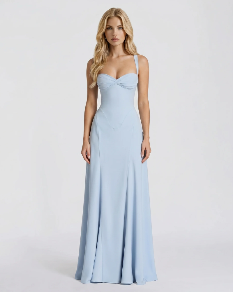 Varina Corset Maxi Dress - Light Blue