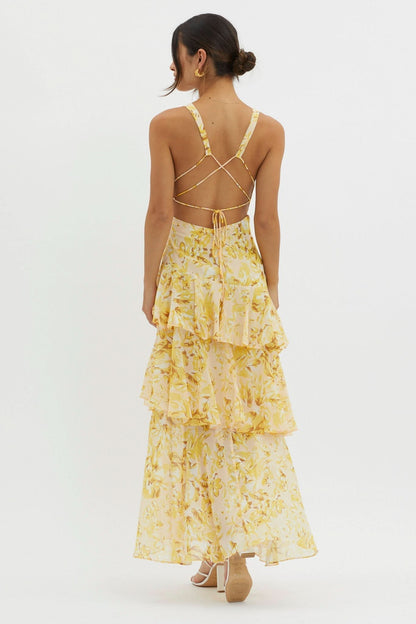 Veda Ruffle Midi Dress