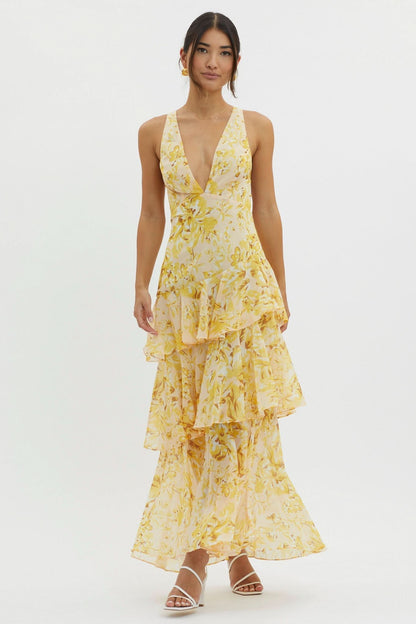 Veda Ruffle Midi Dress
