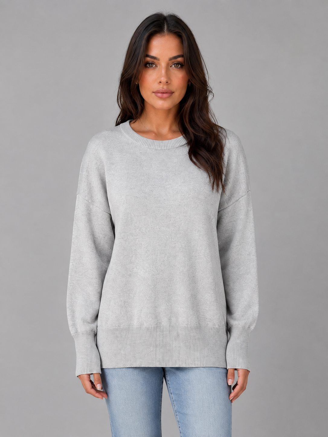 Vega Oversized Crew Neck Sweater - Heather Gray