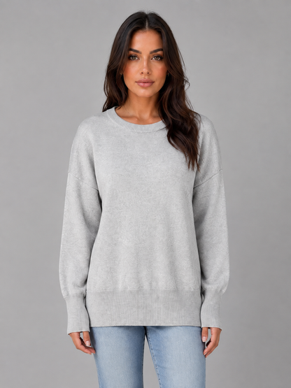 Vega Oversized Crew Neck Sweater - Heather Gray