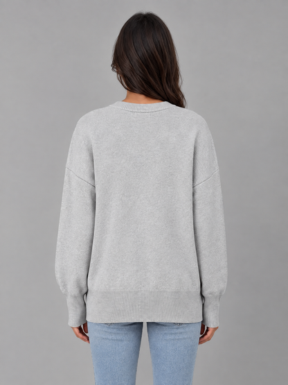 Vega Oversized Crew Neck Sweater - Heather Gray