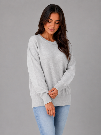 Vega Oversized Crew Neck Sweater - Heather Gray