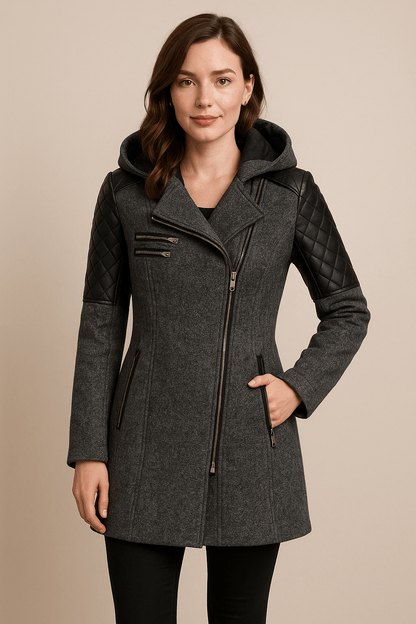 Vetra Hooded Quilted Sleeve Longline Coat