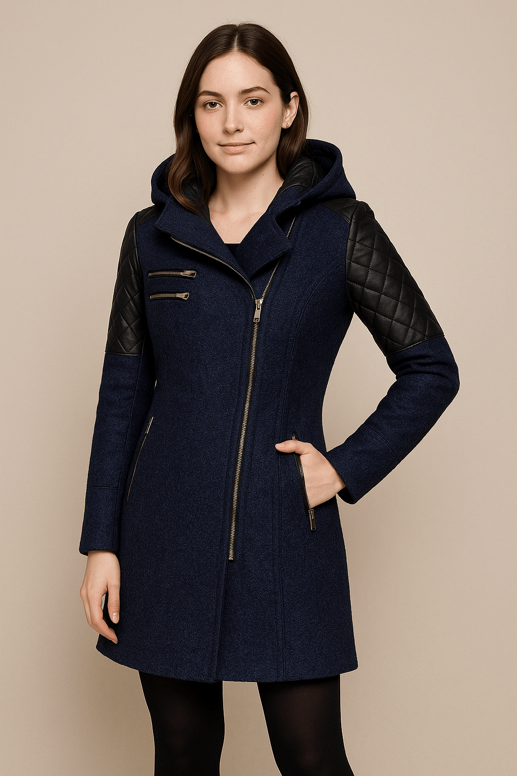 Vetra Hooded Quilted Sleeve Longline Coat