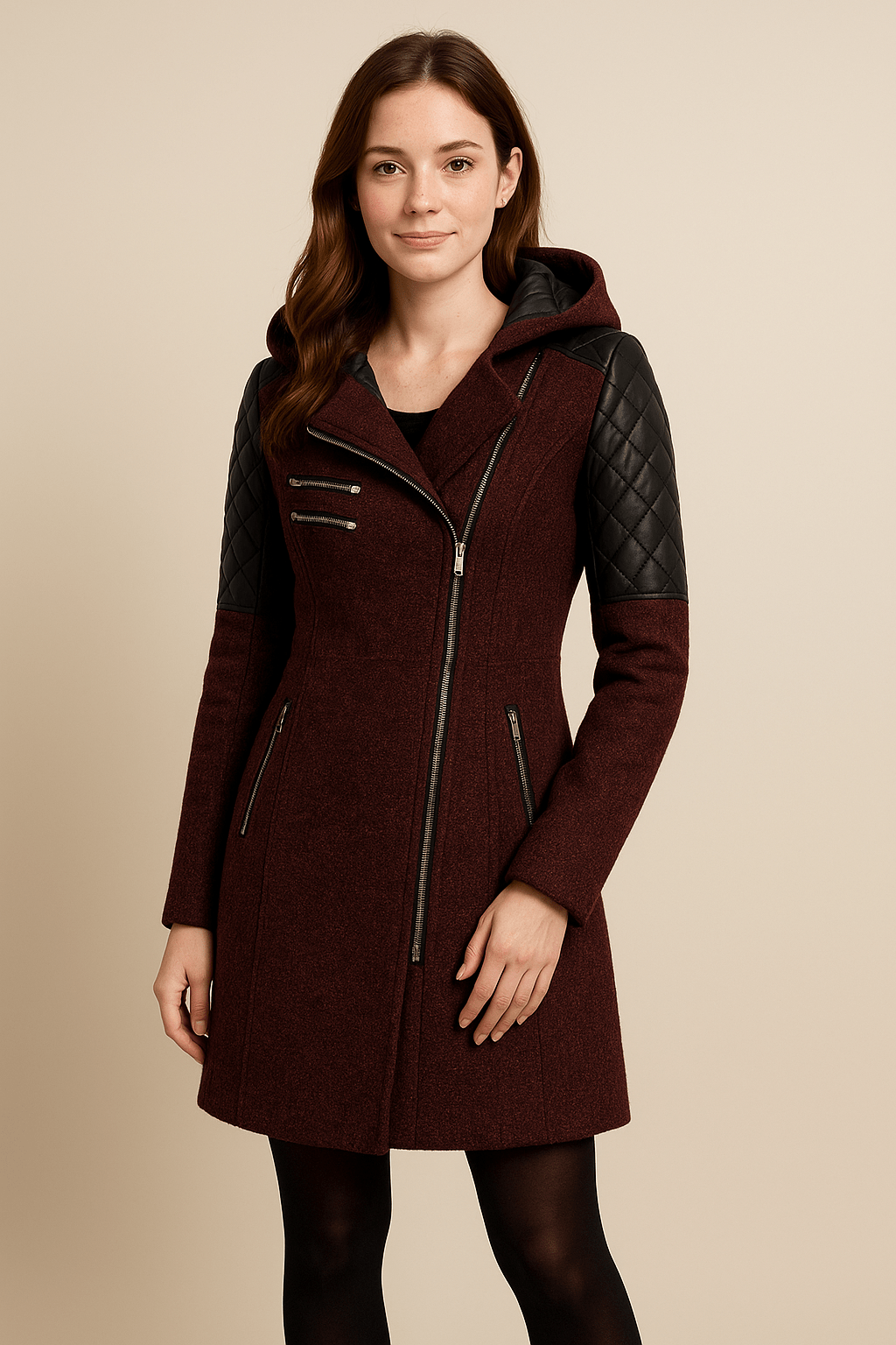 Vetra Hooded Quilted Sleeve Longline Coat