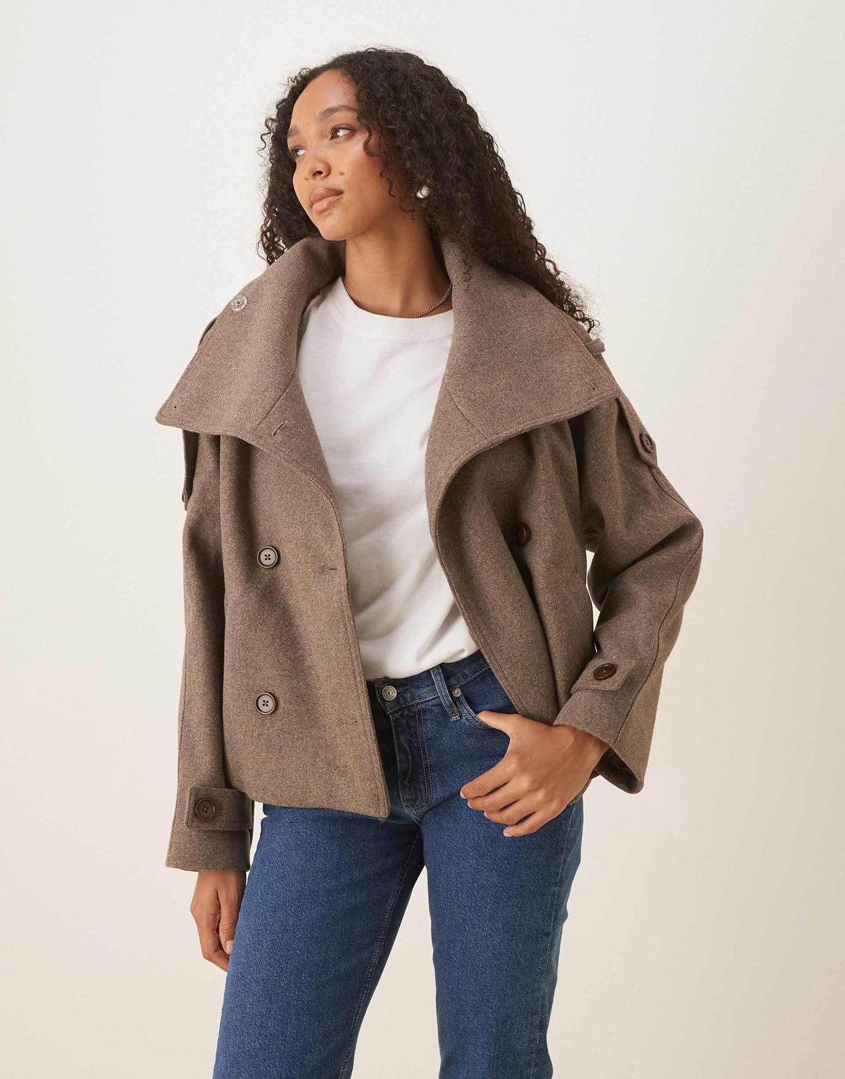 Vita Oversized Funnel Neck Coat - Taupe