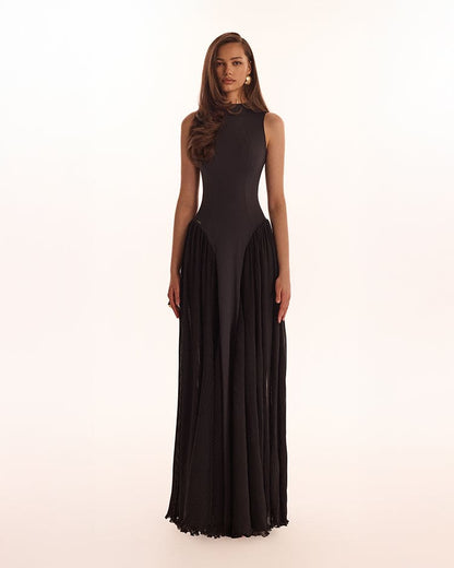 Vittoria Mock Neck Maxi Dress - Black