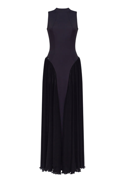 Vittoria Mock Neck Maxi Dress - Black