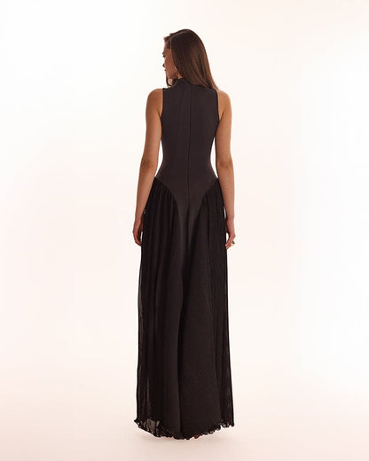 Vittoria Mock Neck Maxi Dress - Black