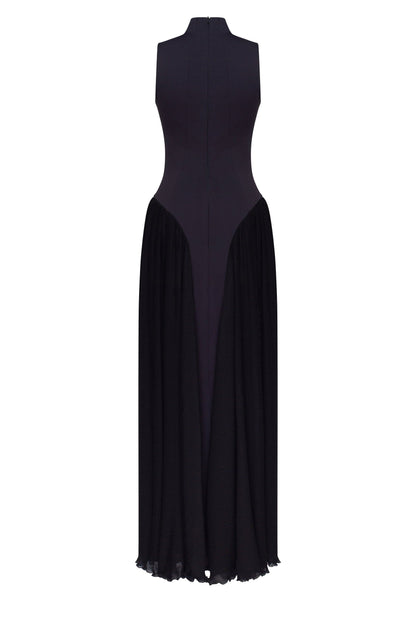 Vittoria Mock Neck Maxi Dress - Black