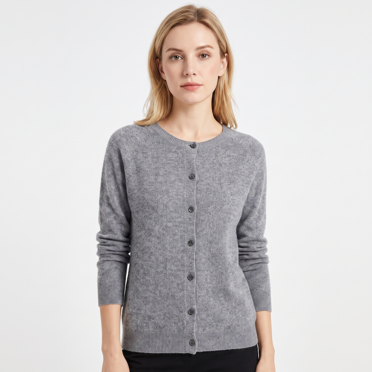 Wendeline Wool Knit Button-Up Cardigan - Gray