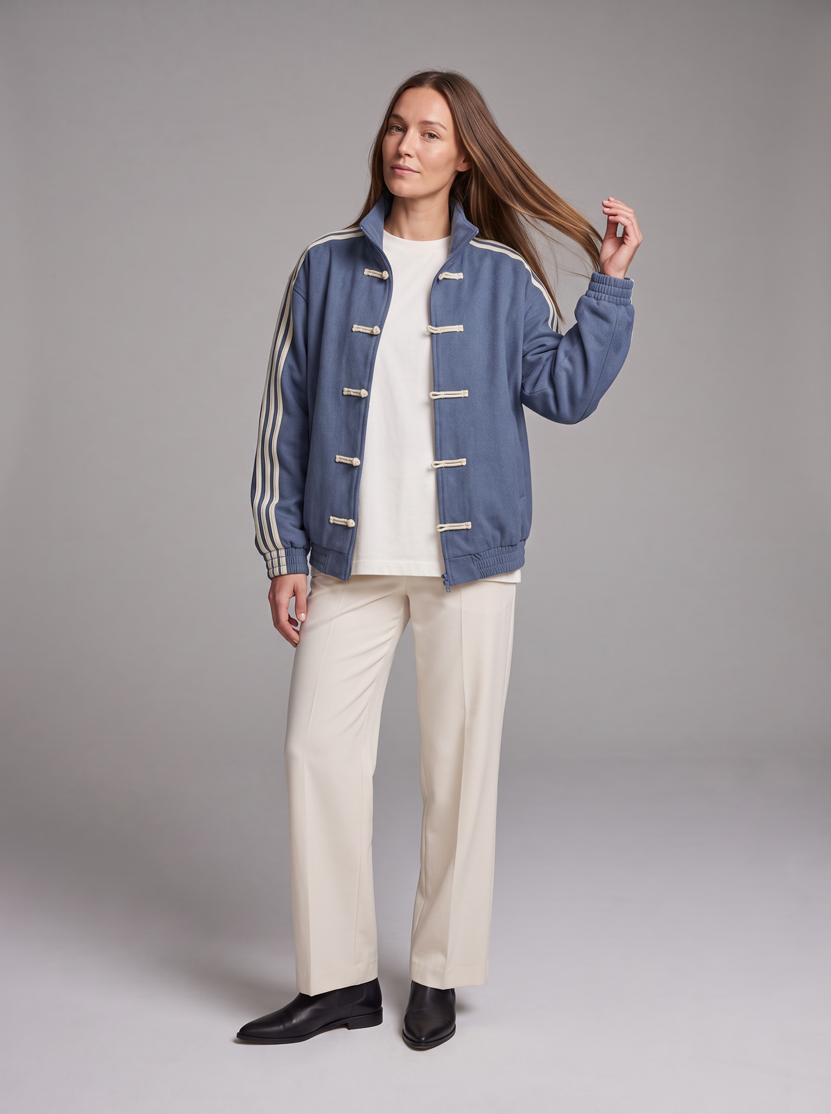 Wenna Contrast Stripe Track Jacket - Blue