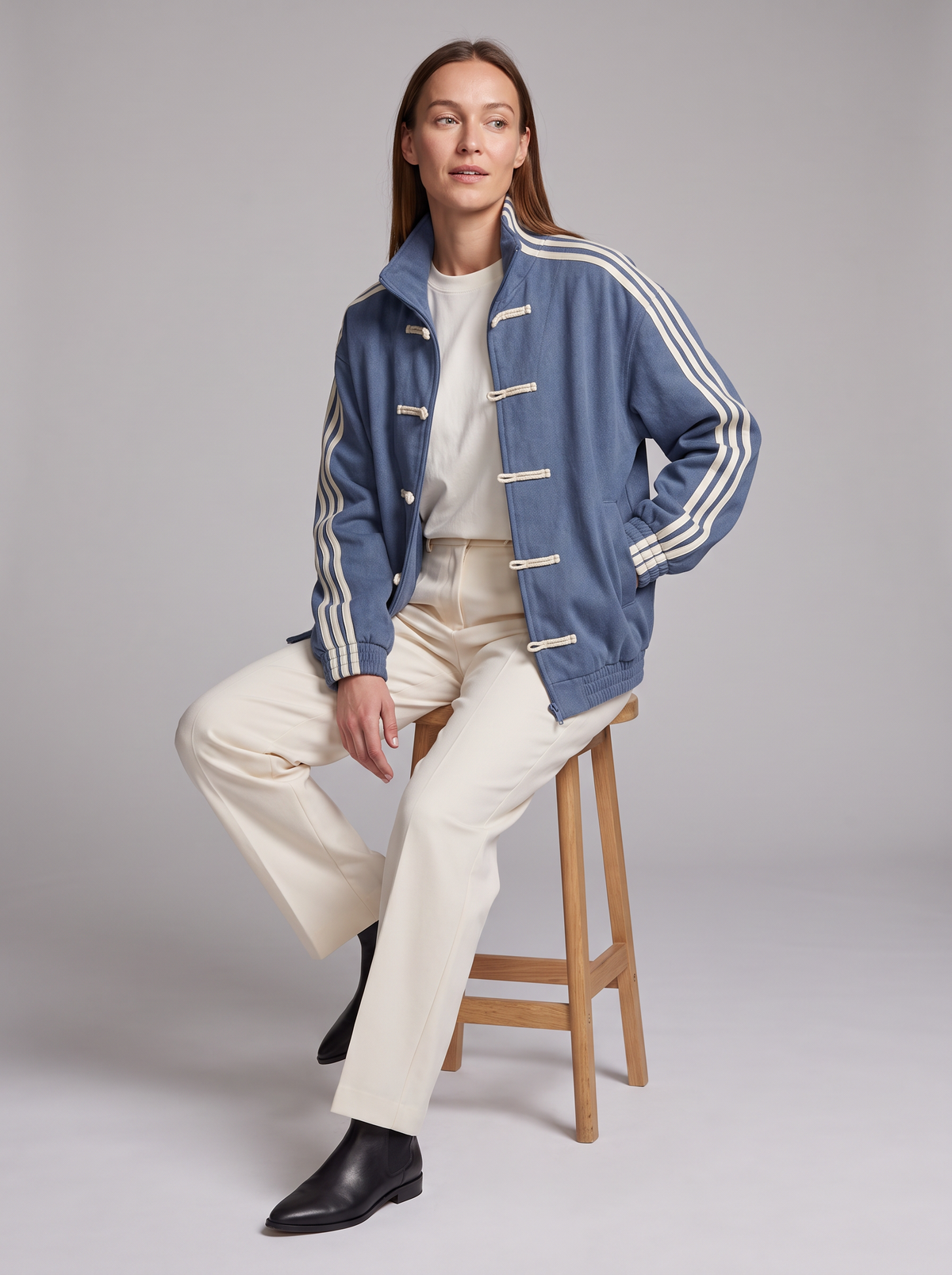 Wenna Contrast Stripe Track Jacket - Blue