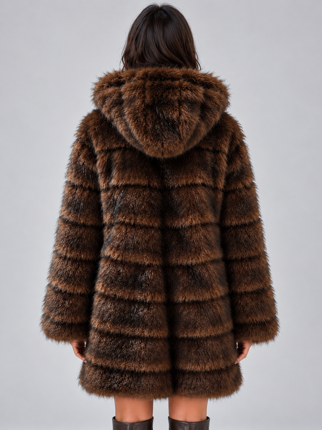 Westlyn Plush Faux Fur Coat - Brown