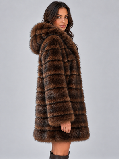 Westlyn Plush Faux Fur Coat - Brown