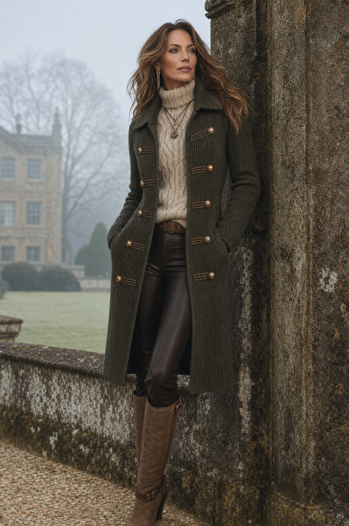 Wilma Military Longline Knit Cardigan - Army Green