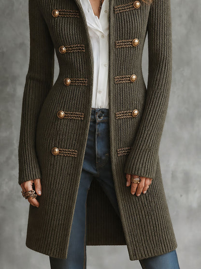 Wilma Military Longline Knit Cardigan - Army Green