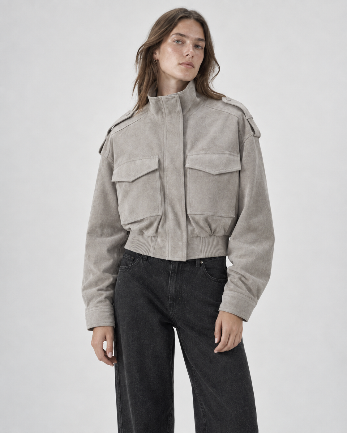 Winter Structured Cropped Jacket - Taupe