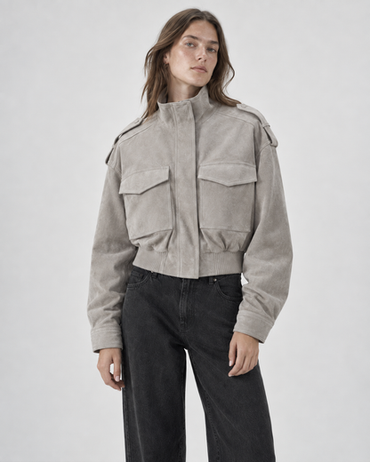 Winter Structured Cropped Jacket - Taupe