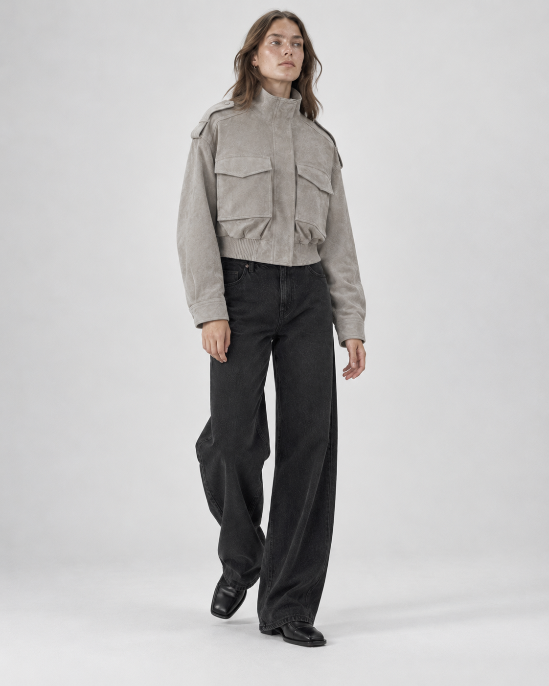 Winter Structured Cropped Jacket - Taupe