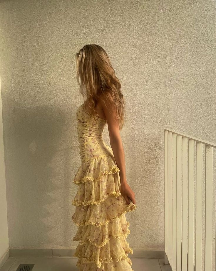 Wisteria Tiered Maxi Dress - Yellow