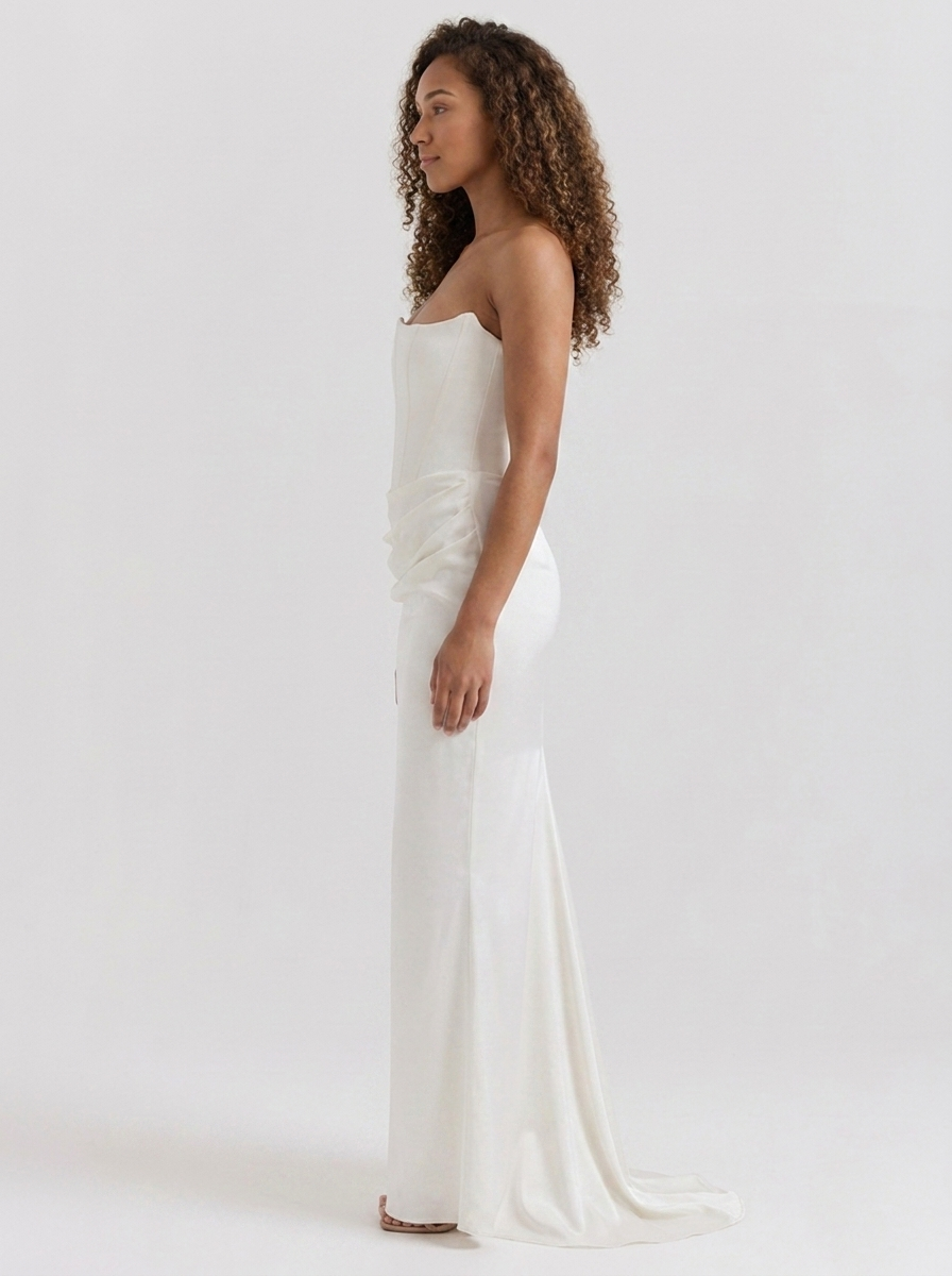 Wynonna Strapless Ruched Maxi Dress - Ivory