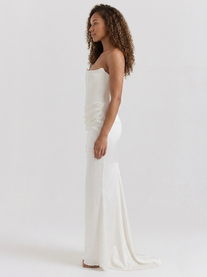 Wynonna Strapless Ruched Maxi Dress - Ivory