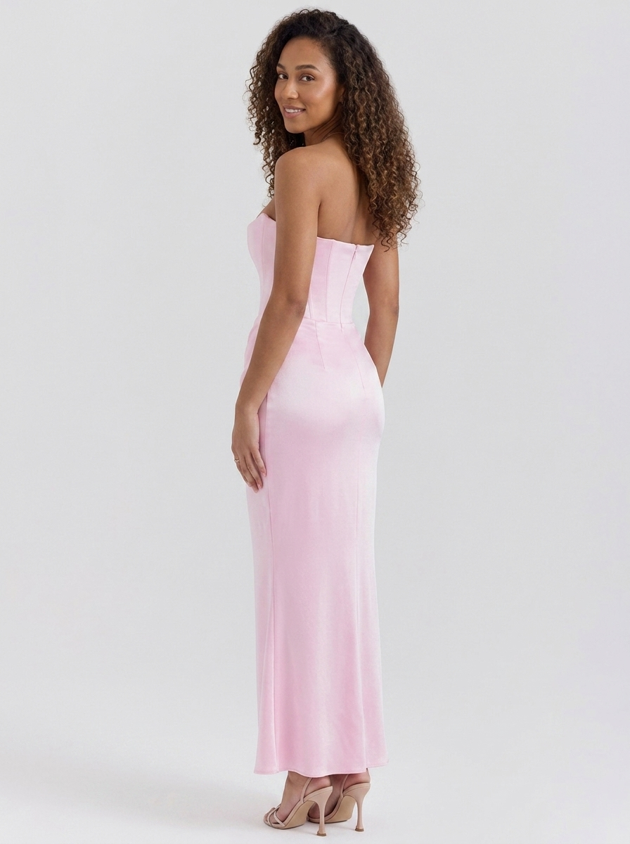Wynonna Strapless Ruched Maxi Dress - Soft Pink