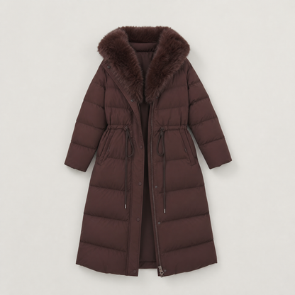 Xiomara Faux Fur Hood Puffer Coat - Brown